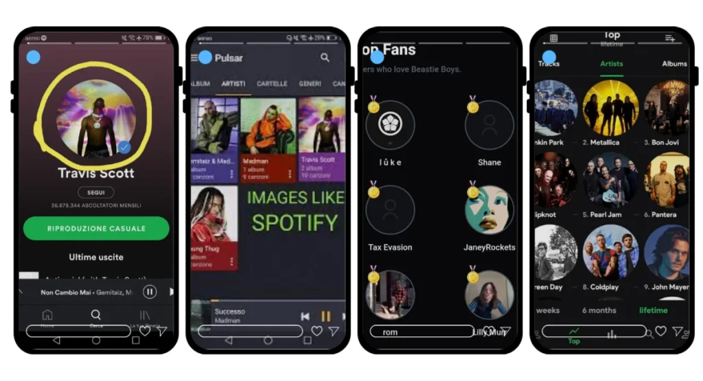 Spotify for Artists screen shorts